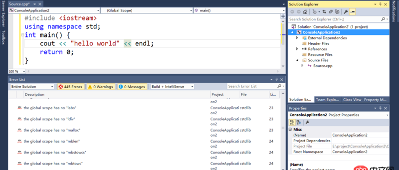 c++ - Visual Studio2015写hello world遇到配置问题