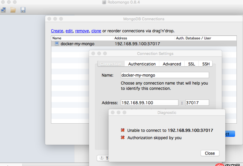 macos - 连接docker mongodb 容器