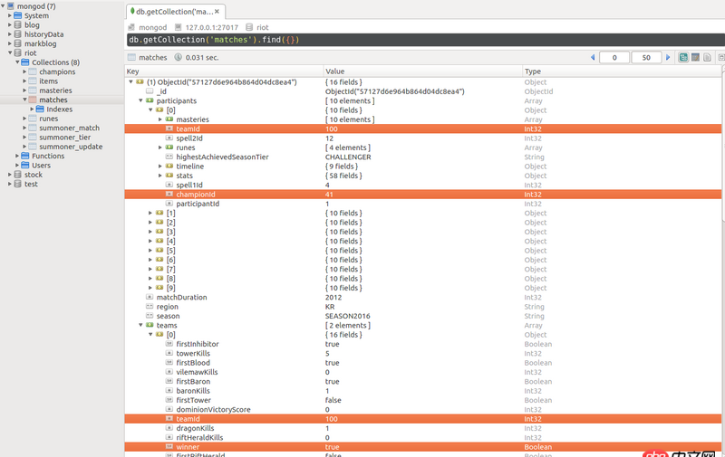 关于mongodb查询子文档优化的问题（LOL对战详情查询）