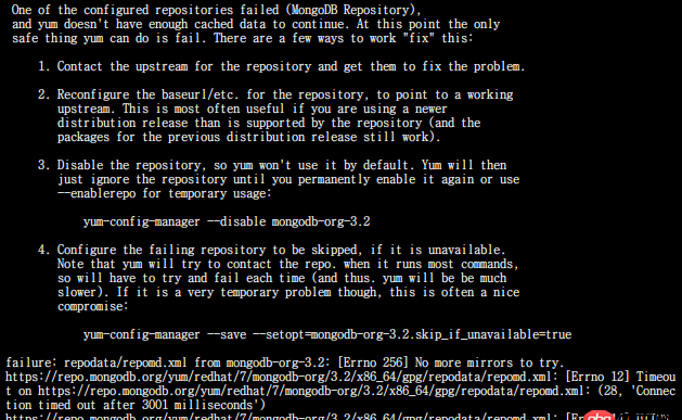 centos - yum安装MongoDB的时候一直超时怎么办