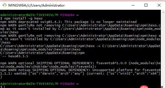 windows - 用 git bash 安装 hexo 时出现了图片中的错误该怎么办呢