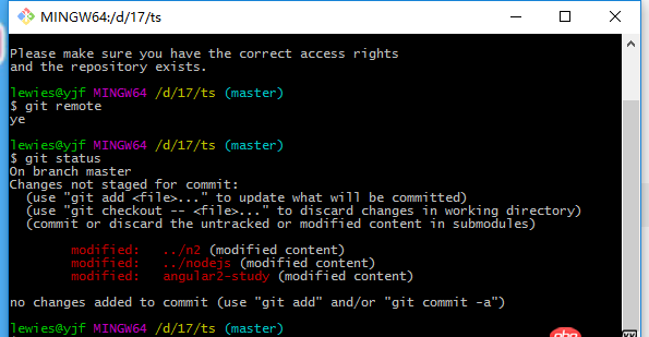 git commit  -m "" modiffed 为什么会有这个错误。