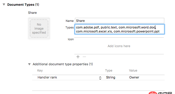 iOS 支持“用其他应用打开”，plist中设置Document Types为哪种类型可以同时支持doc/docx？<UTIs>