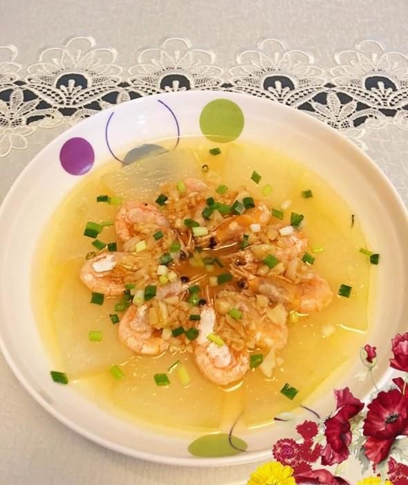 北极虾蒸冬瓜片的家常做法