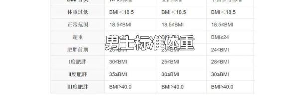 男士标准体重