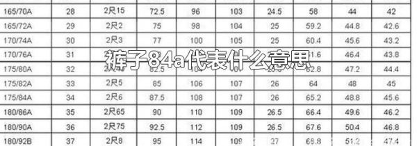 裤子84a代表什么意思