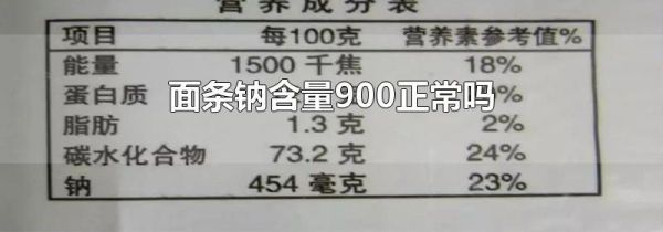 面条钠含量900正常吗