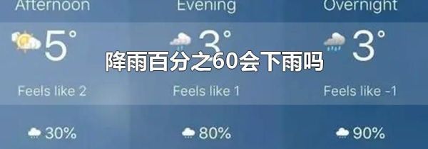 降雨百分之60会下雨吗