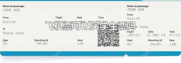 飞机票可以买学生票吗
