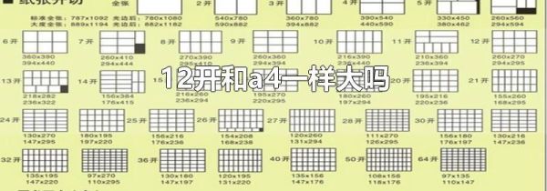 12开和a4一样大吗