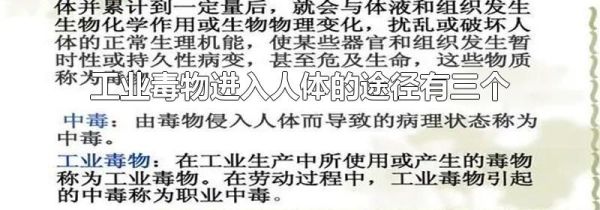 工业毒物进入人体的途径有三个