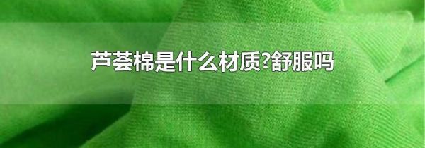 芦荟棉是什么材质?舒服吗