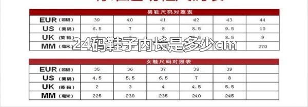 24码鞋子内长是多少cm