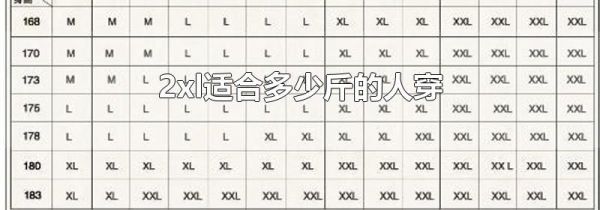 2xl适合多少斤的人穿