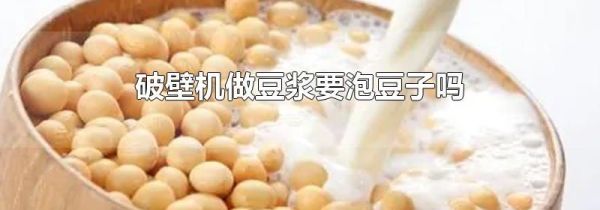 破壁机做豆浆要泡豆子吗