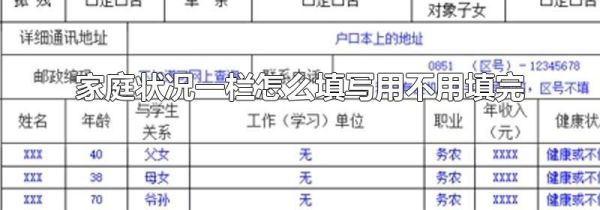 家庭状况一栏怎么填写用不用填完