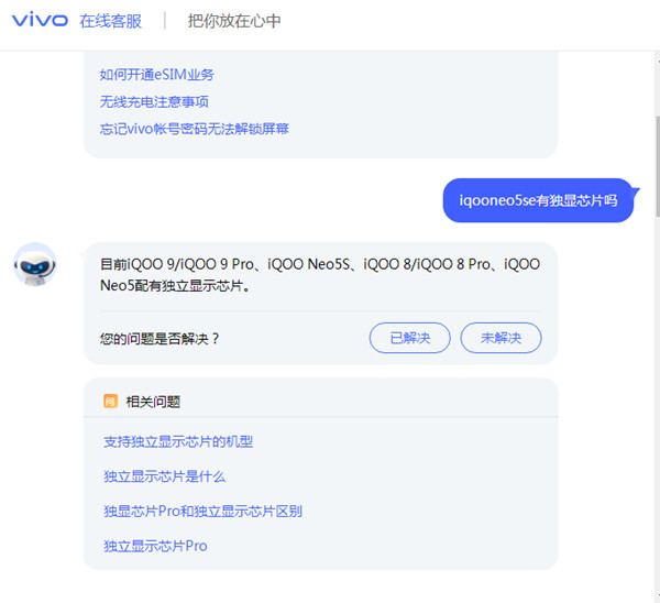 iqooneo5se有独显芯片吗
