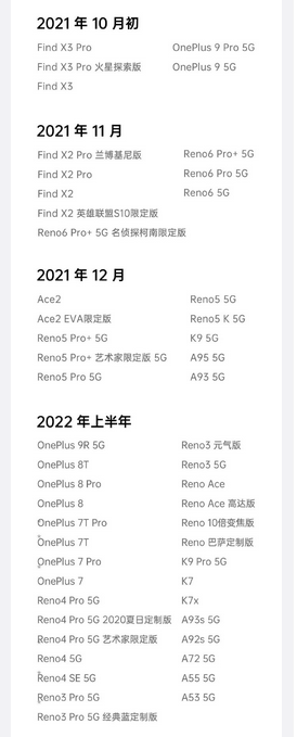 coloros12公测名单时间  coloros12升级计划支持机型一览