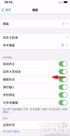 苹果手机关闭智能标点功能的方法