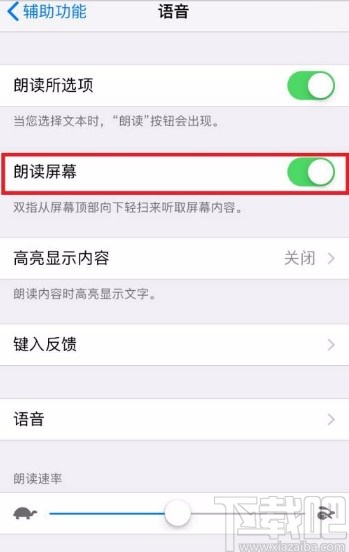 苹果手机开启朗读屏幕功能的方法