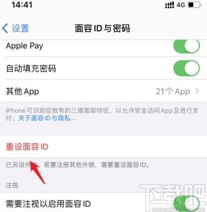 苹果手机重新录入面容ID的方法步骤