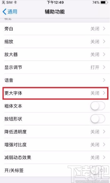 苹果手机设置更大字体的方法