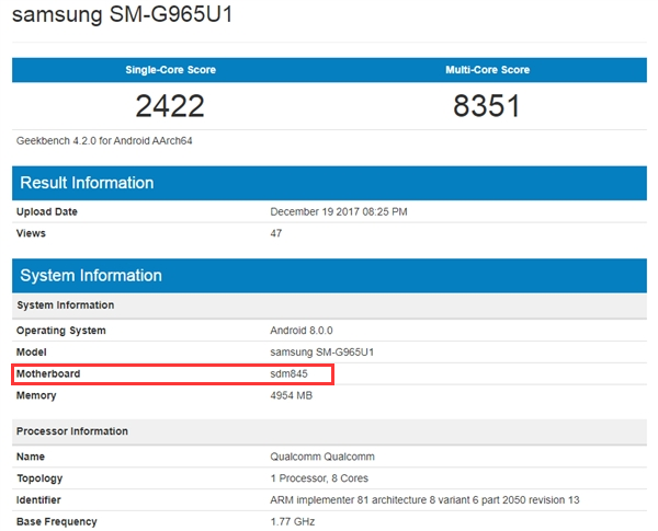 骁龙845跑分怎么样？骁龙845GeekBench跑分