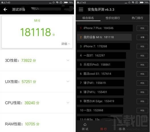 小米6和荣耀V10手机性能哪个好？小米6和荣耀V10安兔兔跑分对比