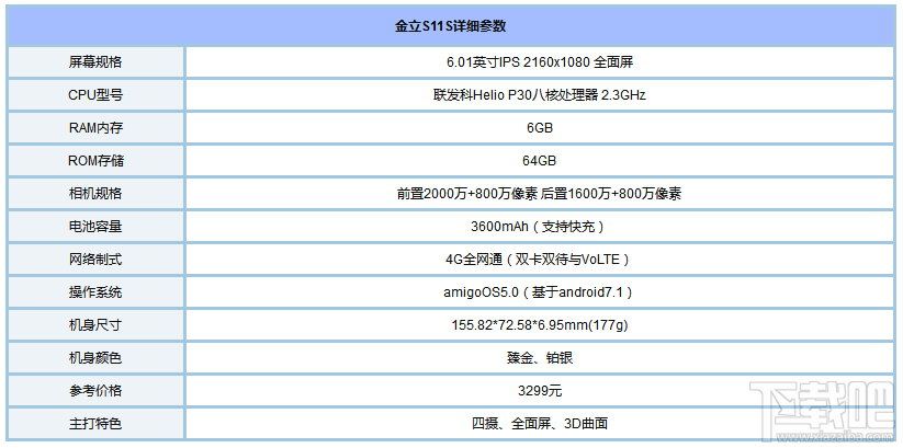 金立S11S怎么样？金立S11S手机配置参数详解