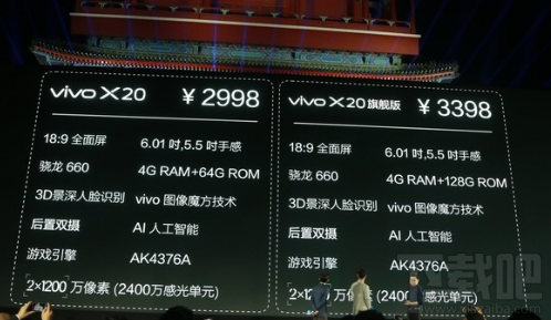 vivo X20有几个版本?各版本vivo X20价格多少?