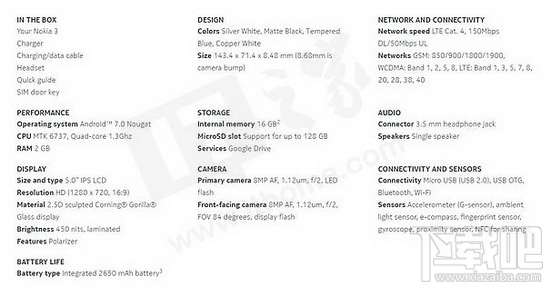 诺基亚nokia3多少钱？诺基亚3配置参数介绍