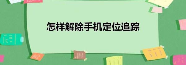 怎样解除手机定位追踪