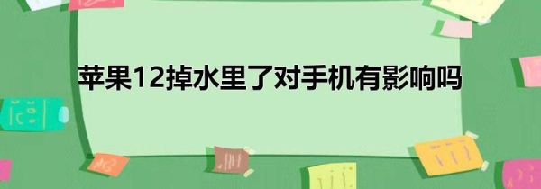 苹果12掉水里了对手机有影响吗