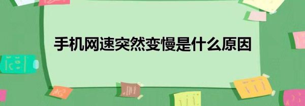 手机网速突然变慢是什么原因