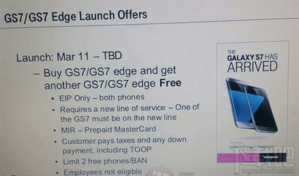 海淘客们有福利啦：美版三星Galaxy S7买一赠一