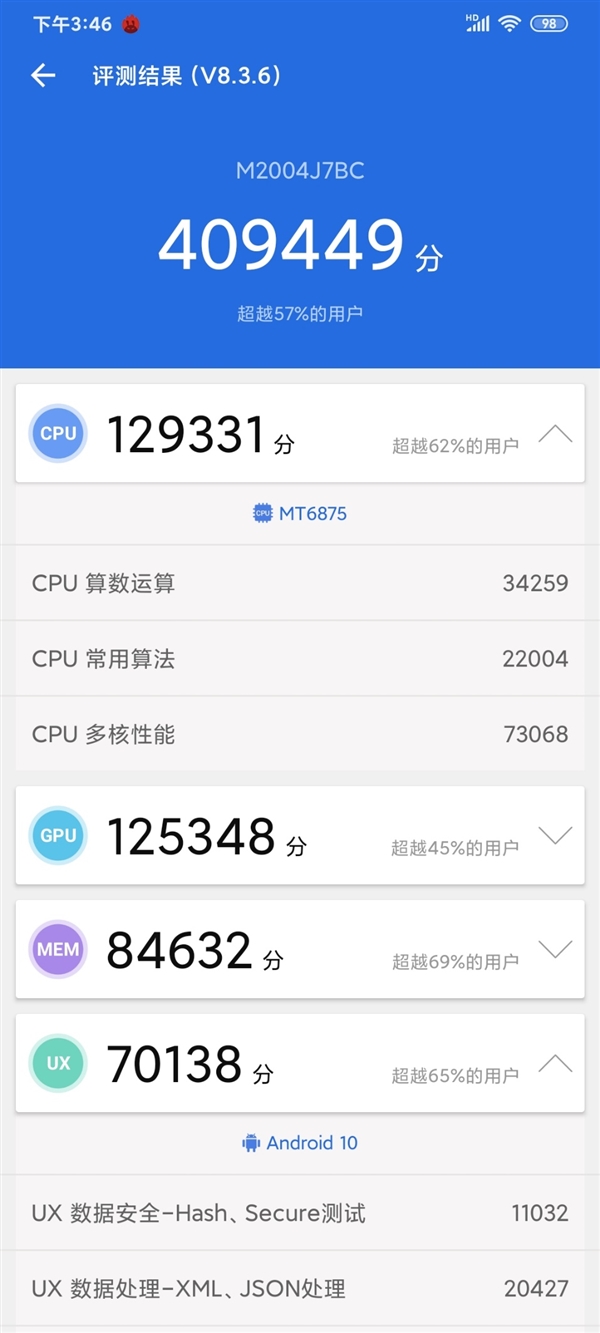 搭载天玑820 5G芯片的Redmi 10X到底有多强? 跑分近41万！