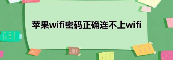苹果wifi密码正确连不上wifi