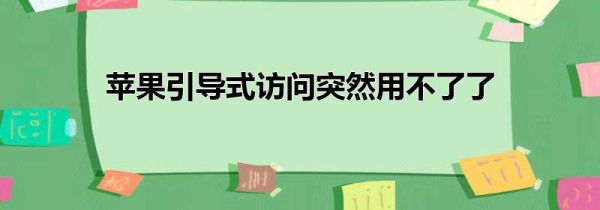 苹果引导式访问突然用不了了