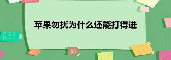 苹果勿扰为什么还能打得进