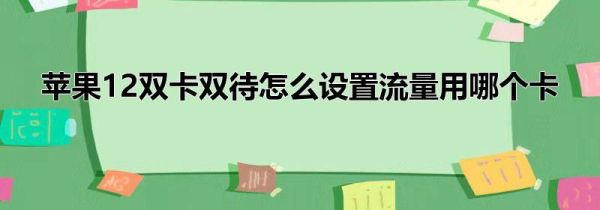 苹果12双卡双待怎么设置流量用哪个卡