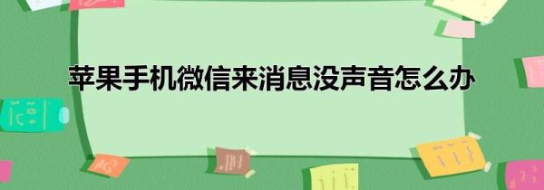 苹果手机微信来消息没声音怎么办