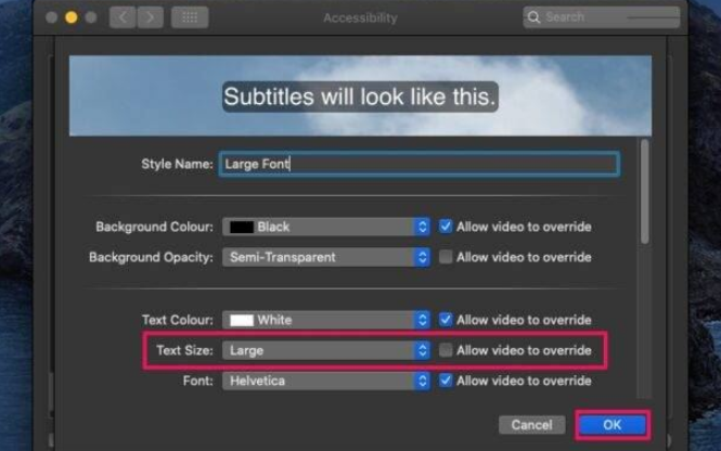 mac字幕字体调节方法介绍
