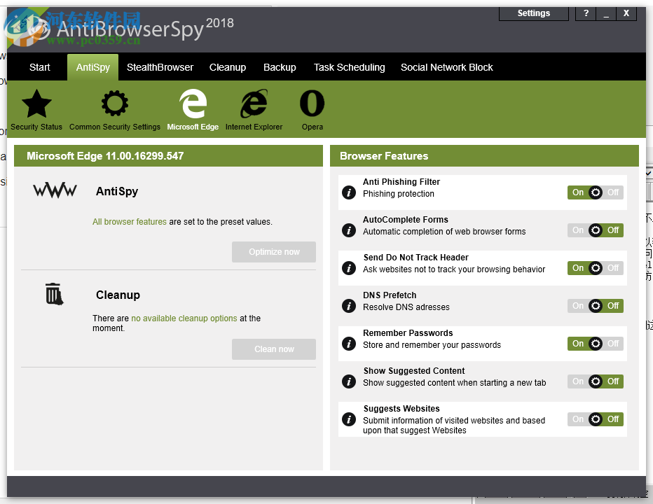 Abelssoft AntiBrowserSpy设置不跟踪浏览器行为的方法