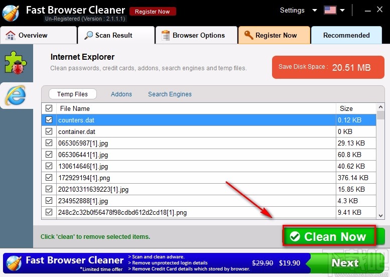 Fast Browser Cleaner清理浏览器的方法
