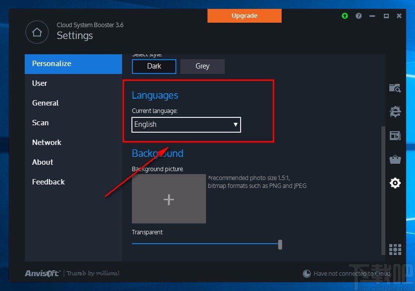 Cloud System Booster Pro设置中文的方法