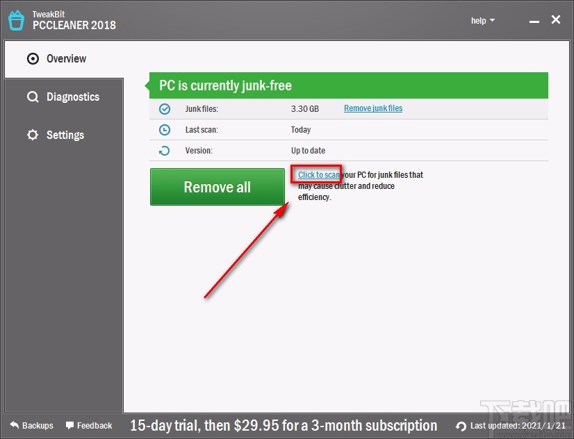 TweakBit PCCleaner清理垃圾文件的方法