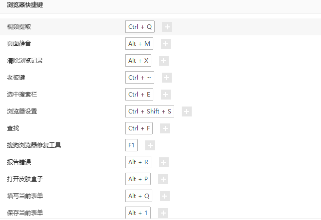 搜狗高速浏览器快捷键在哪设置