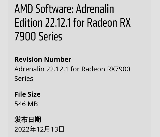 AMD RX 7900 系列显卡驱动推出 肾上腺素22.12.1开放下载