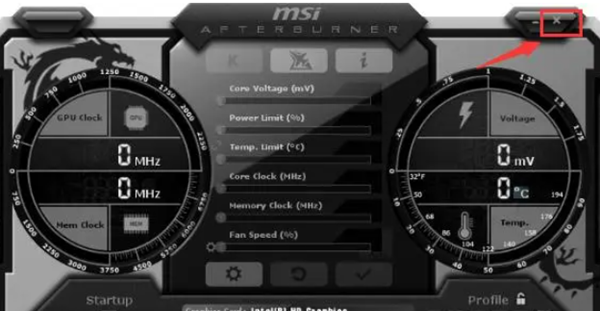 msi afterburner超频关闭方法