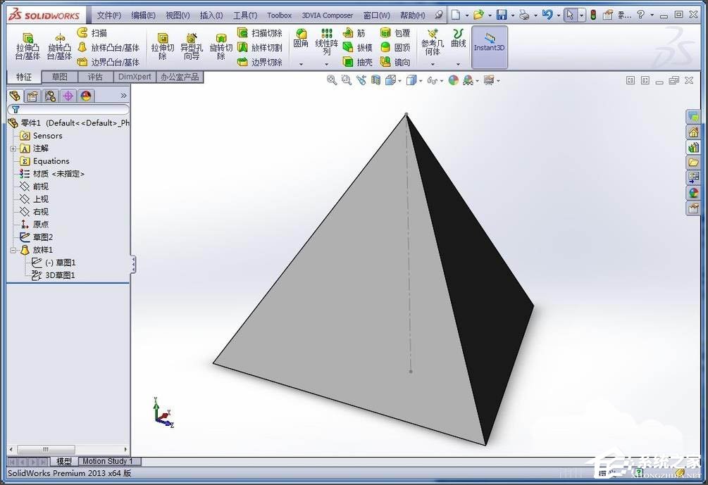 SolidWorks如何画正四面体?SolidWorks建模正四面体的方法